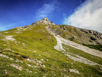 Low angle view of mountain against sky