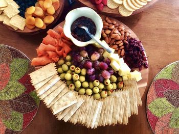 High angle view of fruits on table