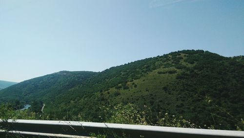 Scenic view of mountains against clear sky