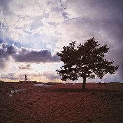 Scenic view of landscape against cloudy sky