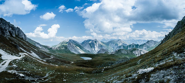 Panoramic view of mountains against sky