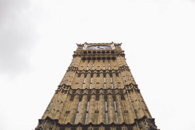 Low angle view of big ben against clear sky in city