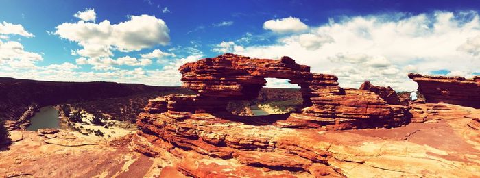 View of rock formation against sky