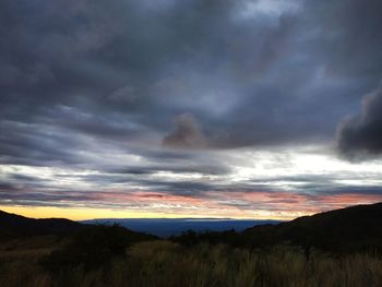 Scenic view of dramatic sky during sunset