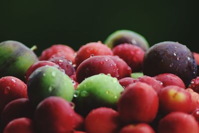 Close-up of grapes against black background