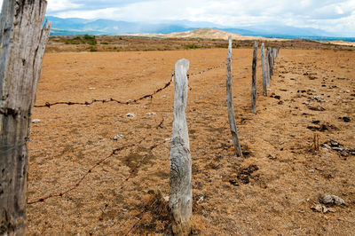 Fence with mountain in background