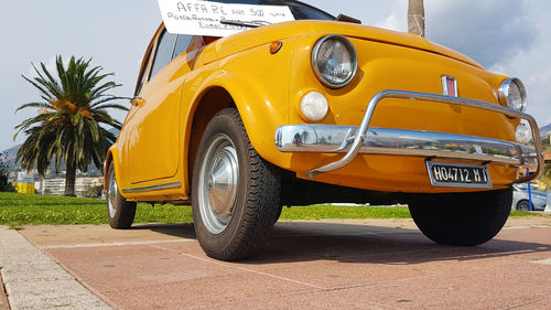 Yellow car on street