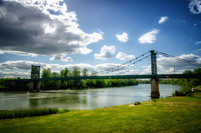 Bridge over river against sky