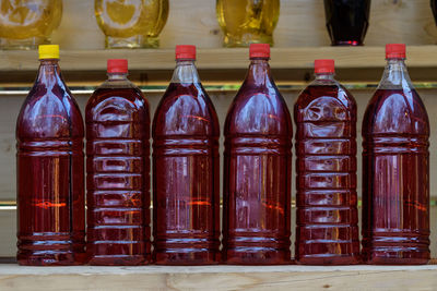 Close-up of glass bottles