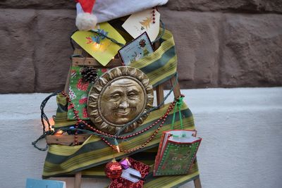 High angle view of traditional face