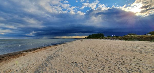 Scenic view of beach against sky