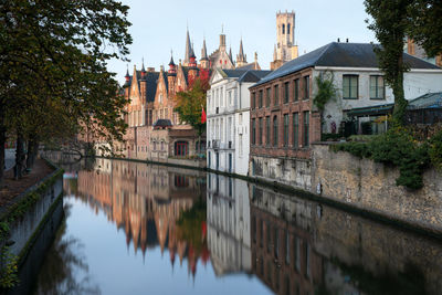 Historic buildings on the canals of bruges, belgium