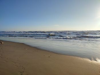 Scenic view of sea against clear sky