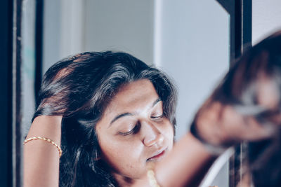 Close-up portrait of a young woman