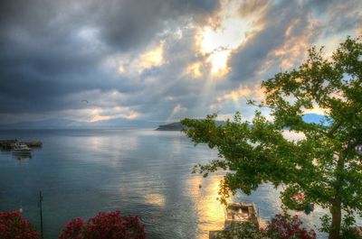 Scenic view of sea against cloudy sky