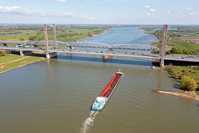 High angle view of bridge over river