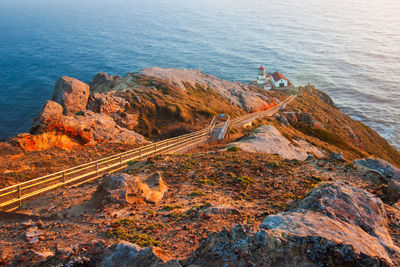 High angle view of sea against sky