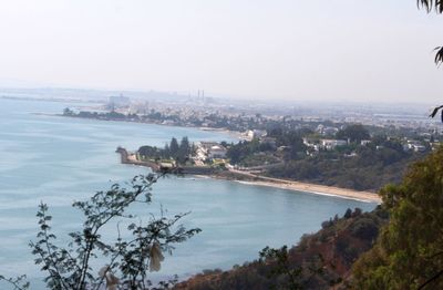 High angle view of cityscape against sky