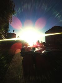 Road in city at sunset