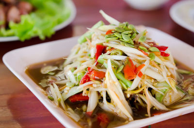 Close-up of meal served in plate