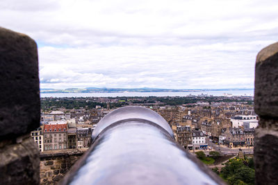 High angle view of townscape against sky