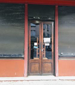 Closed door of building