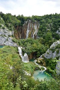 Scenic view of waterfall