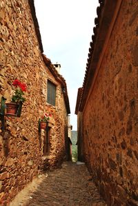 Narrow alley amidst buildings against sky