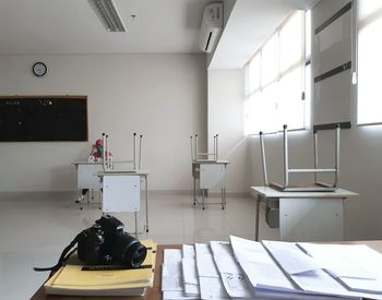 Interior of empty seats on table