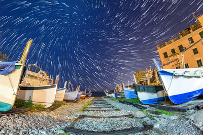 Panoramic view of star field against sky at night