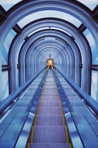 High angle view of empty escalator