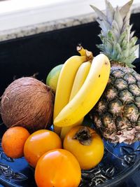 High angle view of fruits in container