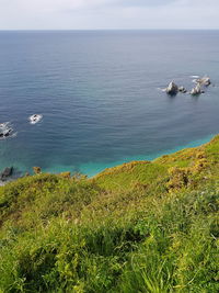 High angle view of sea against sky