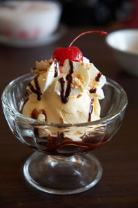 Close-up of ice cream in bowl