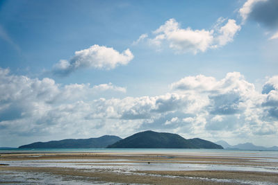 Scenic view of beach against sky