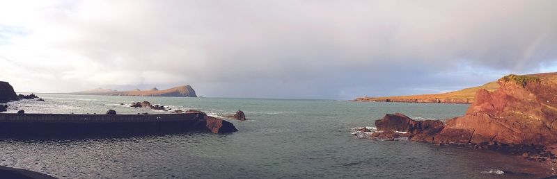 Scenic view of sea against cloudy sky