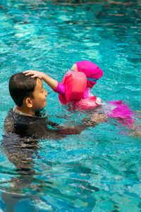 Kids playing in swimming pool