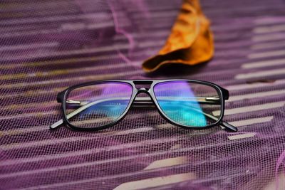 Close-up of sunglasses on table
