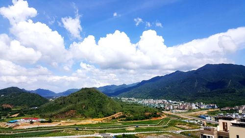 Panoramic view of mountains against sky