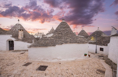 Sunset at trulli of alberobello, puglia, italy