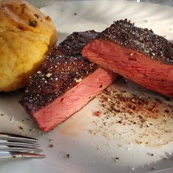 High angle view of food in plate