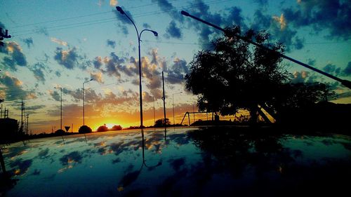 Electricity pylon at sunset