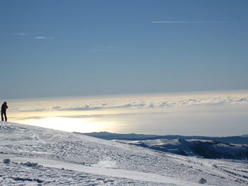 Scenic view of sea against sky during winter