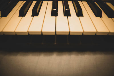 Close-up of piano keys