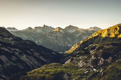 Scenic view of mountains against clear sky