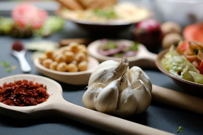 Close-up of vegetables in bowl on table