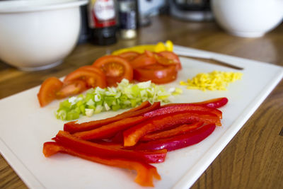 Close-up of meal served in plate on table