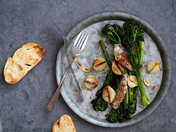 High angle view of food on table