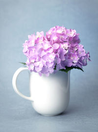 Close-up of pink roses in vase on table