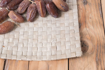 High angle view of bread on cutting board